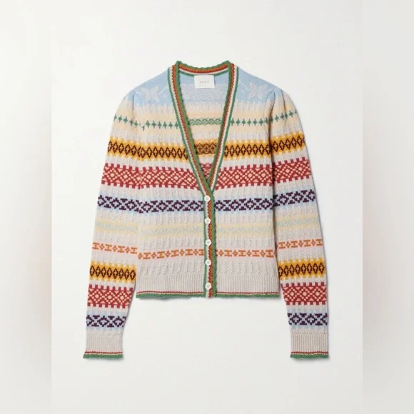 DÔEN Alba Fair Isle cashmere cardigan Sz. Large - Picture 5 of 5